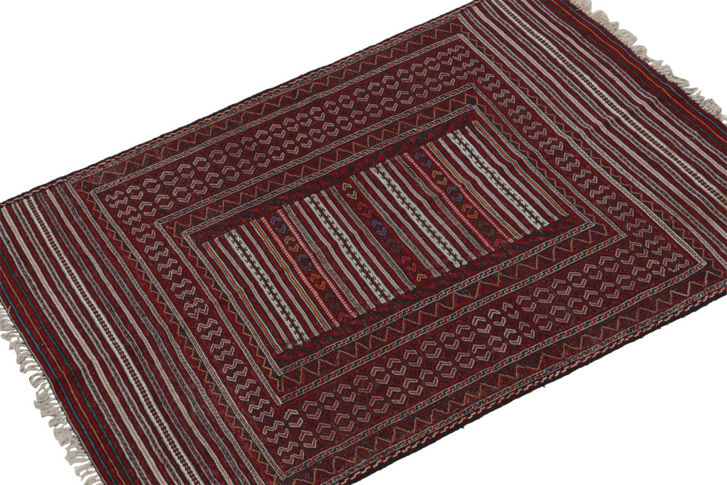 Red Vintage Afghani Baluch Tribal Kilim