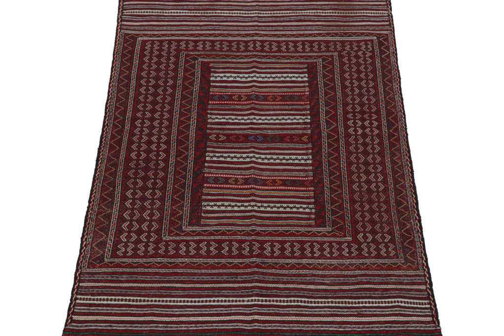 Red Vintage Afghani Baluch Tribal Kilim
