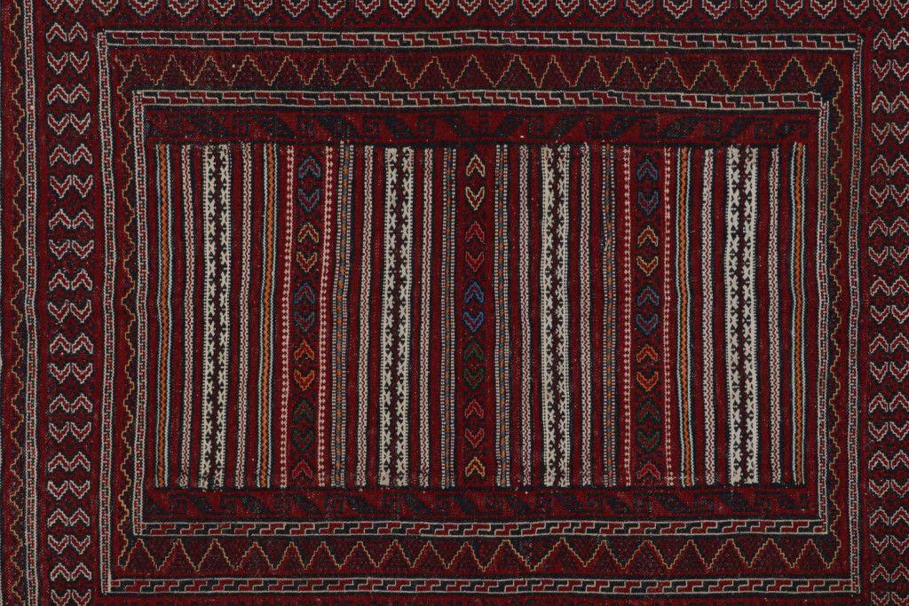Red Vintage Afghani Baluch Tribal Kilim