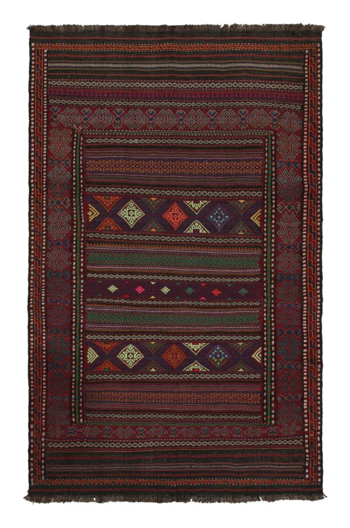 Vintage Baluch Tribal Kilim with Geometric Patterns
