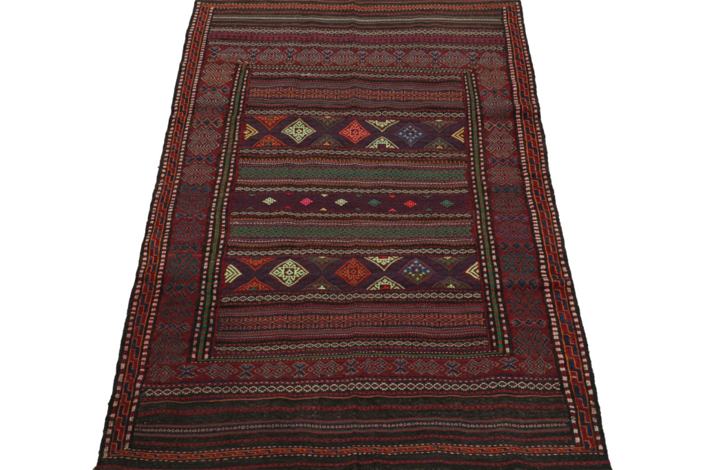 Vintage Baluch Tribal Kilim with Geometric Patterns