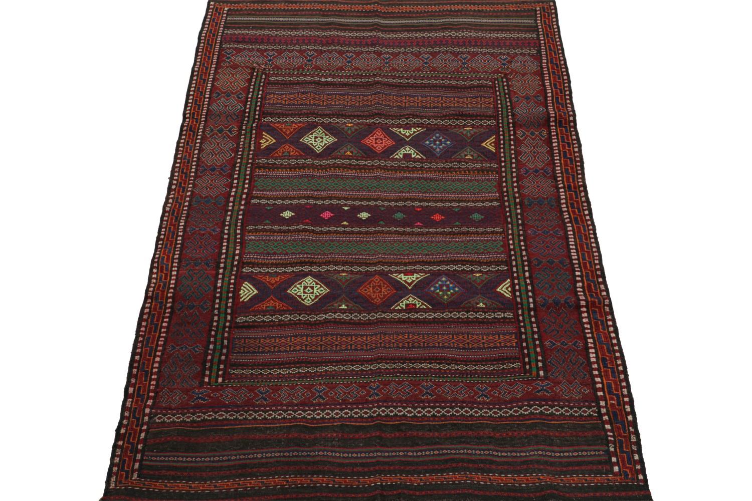 Vintage Baluch Tribal Kilim with Geometric Patterns