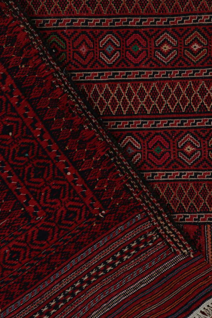 Red Vintage Afghani Baluch Tribal Kilim