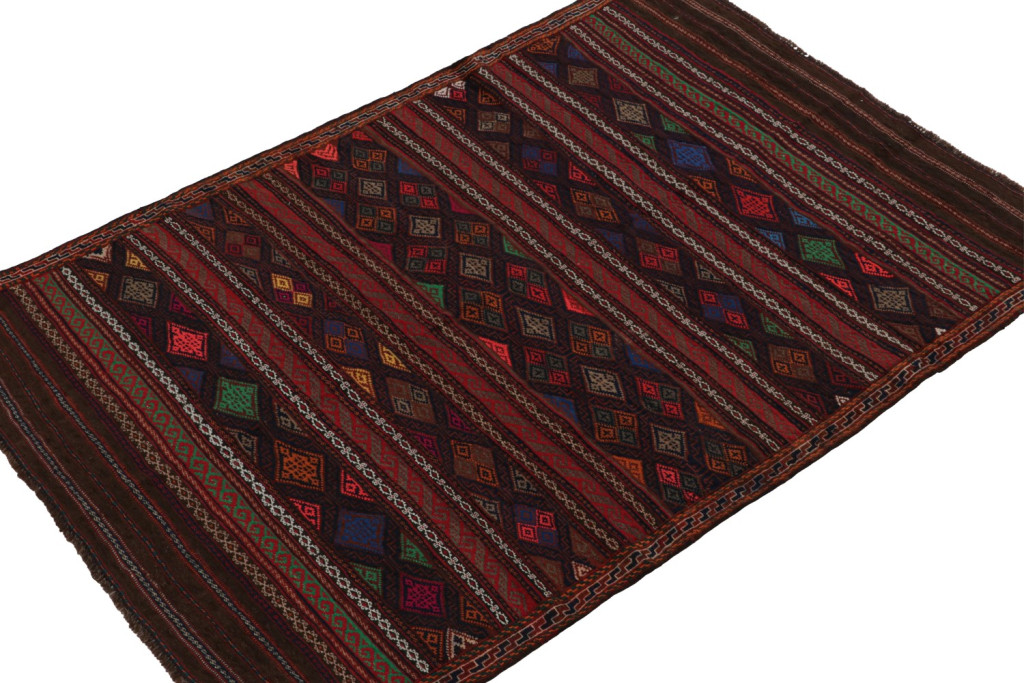 Vintage Baluch Tribal Kilim with Geometric Patterns
