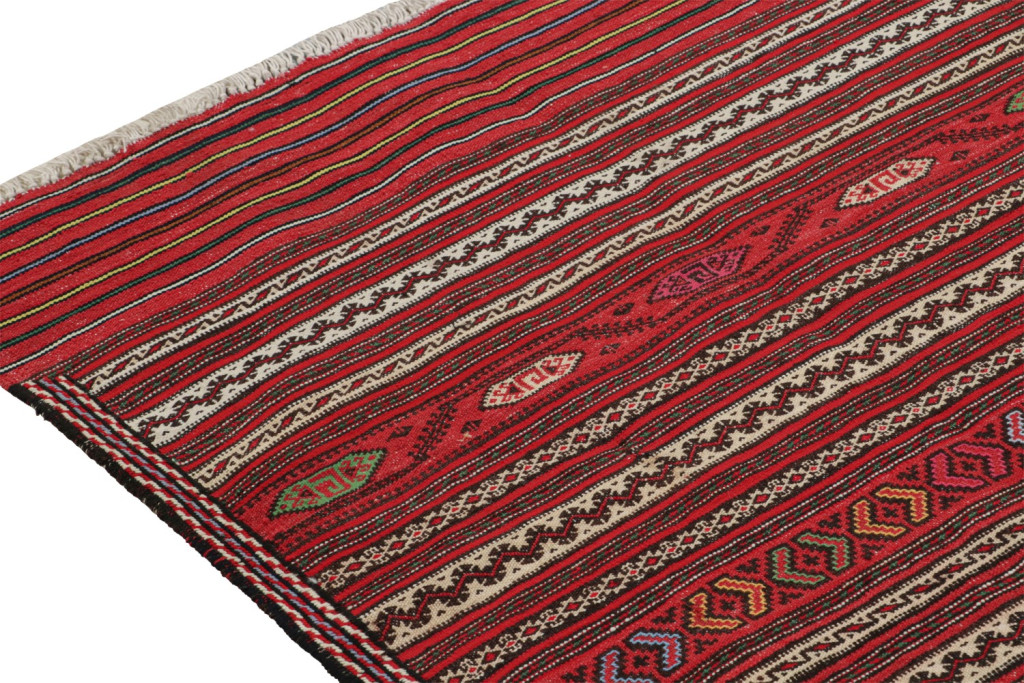Red Vintage Baluch Tribal Kilim Runner with Stripes