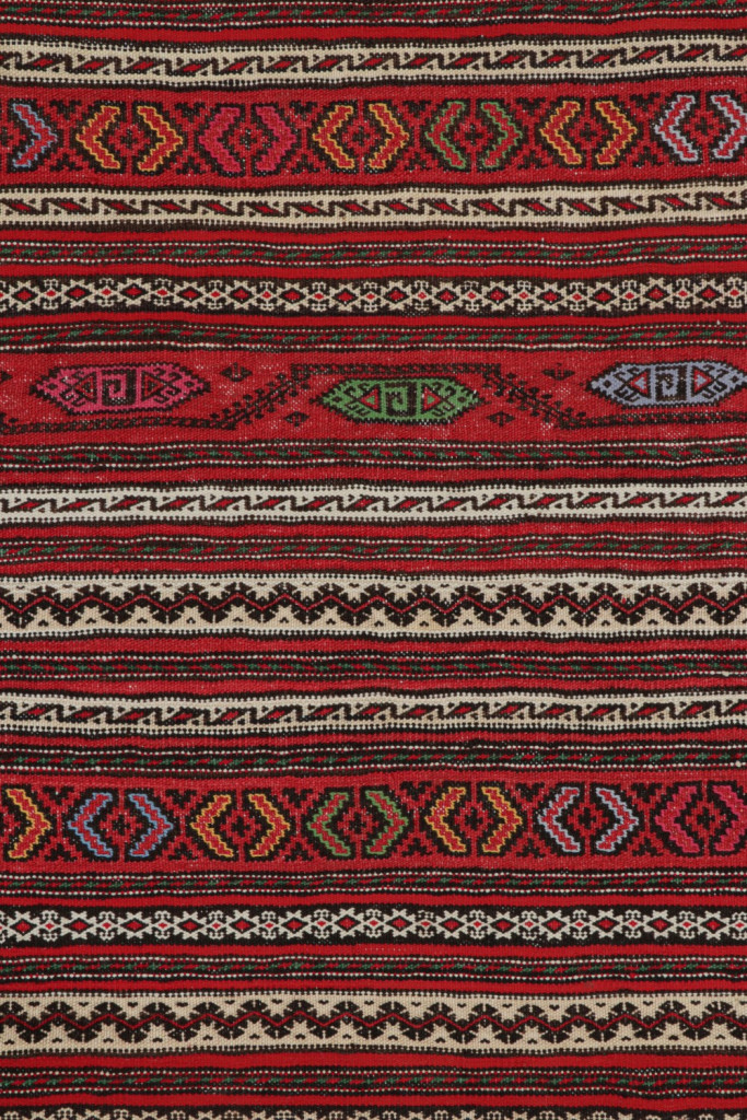 Red Vintage Baluch Tribal Kilim Runner with Stripes