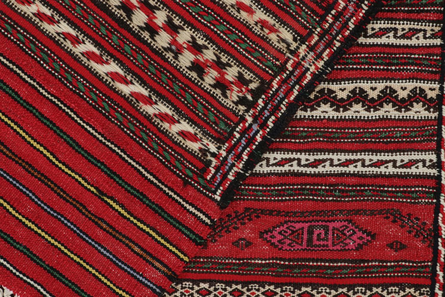 Red Vintage Baluch Tribal Kilim Runner with Stripes