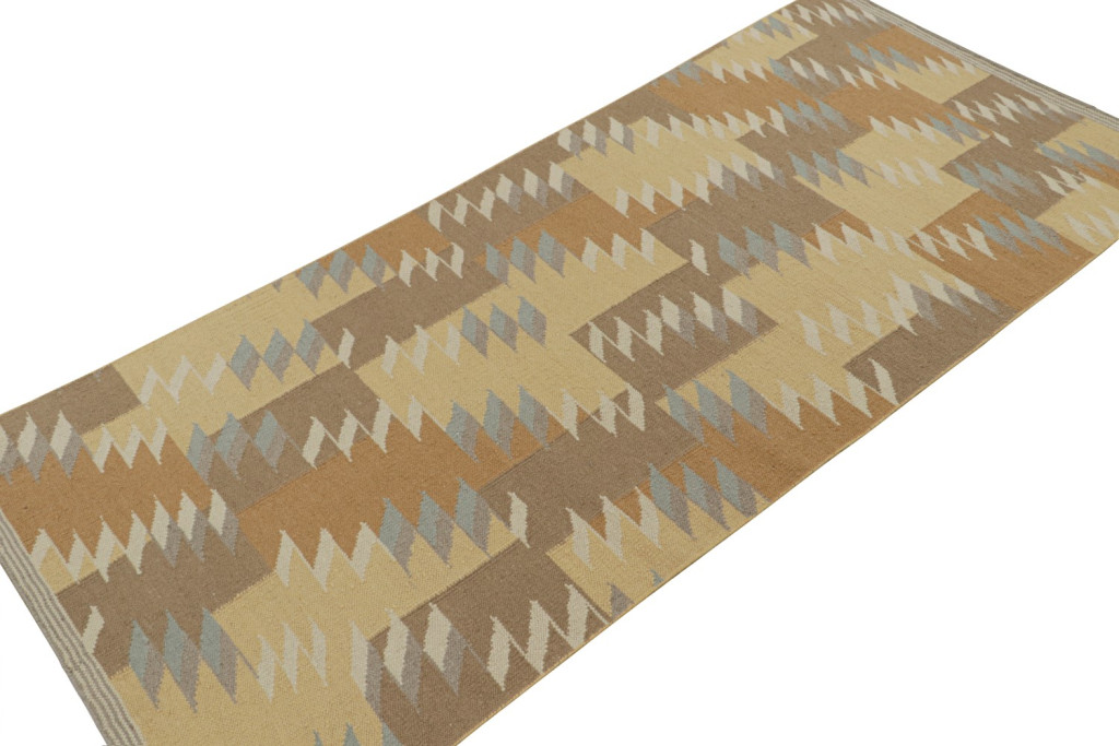 Beige-Brown Custom Scandinavian Kilim Design