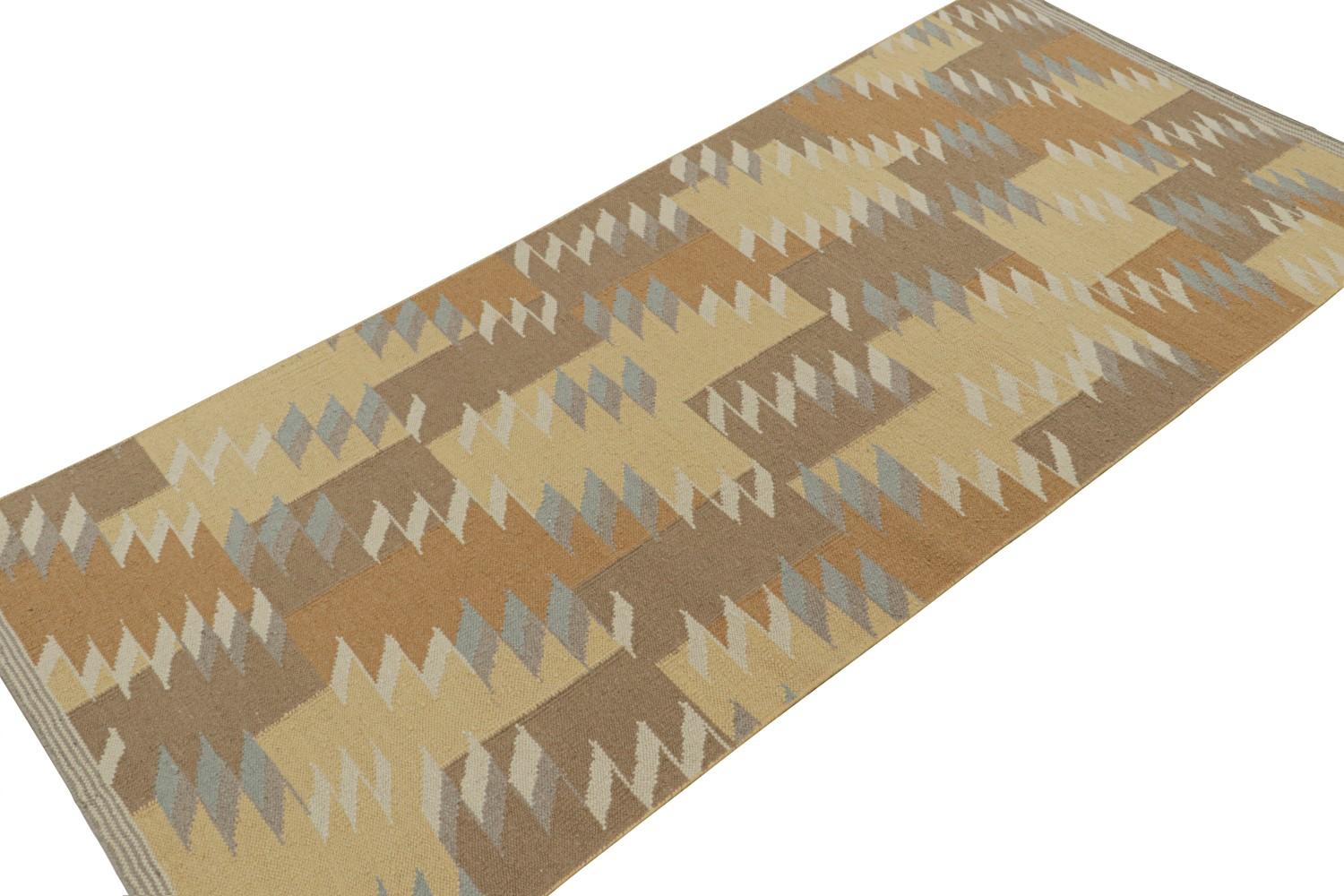 Beige-Brown Custom Scandinavian Kilim Design