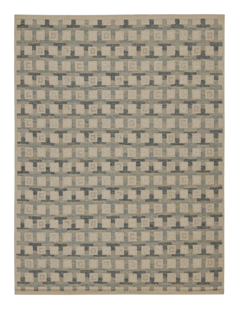 Custom Scandinavian Kilim Rug with Geometric Pattern