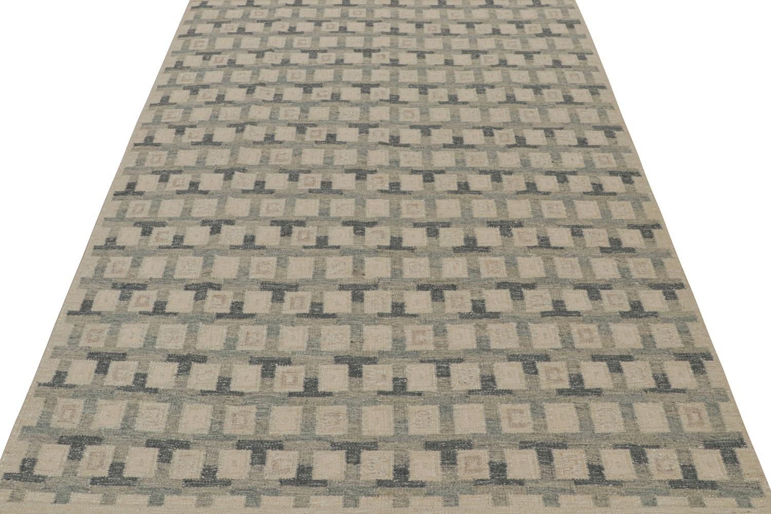 Custom Scandinavian Kilim Rug with Geometric Pattern