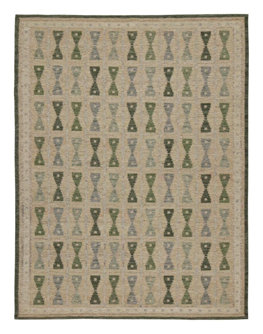 Custom Scandinavian Kilim Rug with Hourglass Patterns
