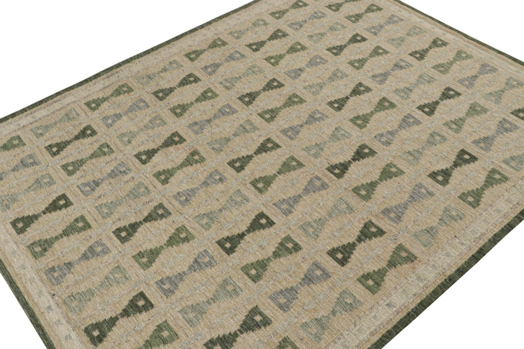 Custom Scandinavian Kilim Rug with Hourglass Patterns