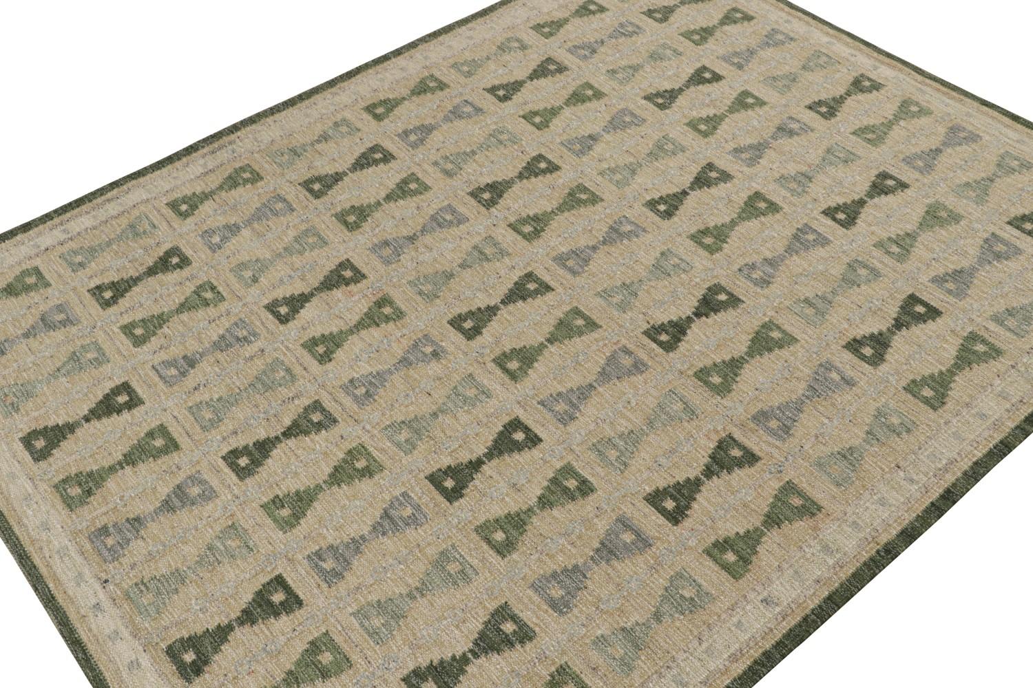Custom Scandinavian Kilim Rug with Hourglass Patterns