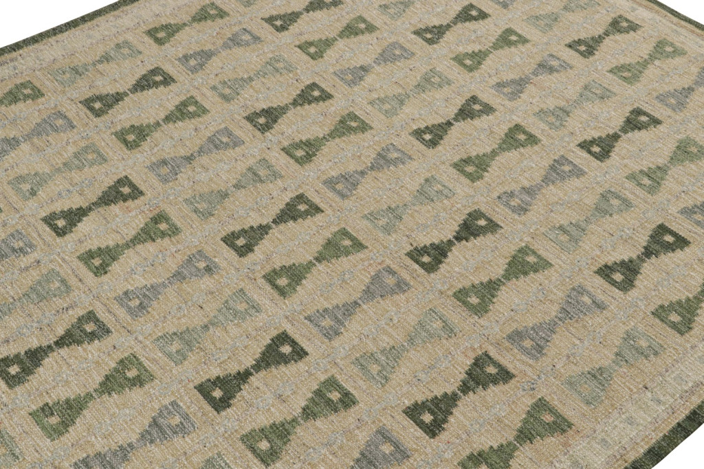 Custom Scandinavian Kilim Rug with Hourglass Patterns