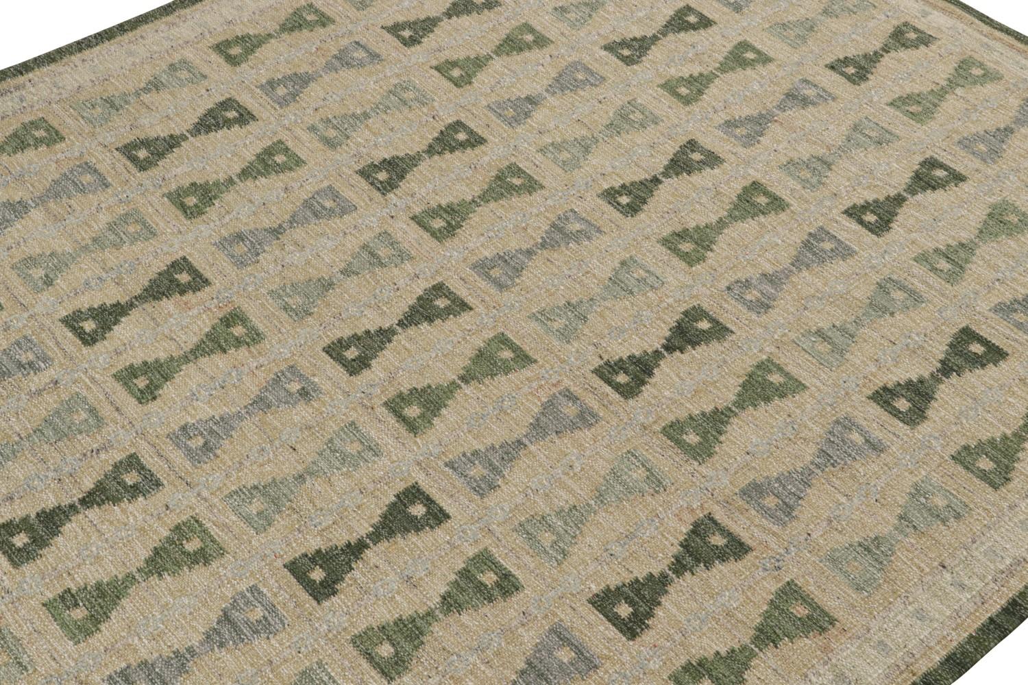 Custom Scandinavian Kilim Rug with Hourglass Patterns