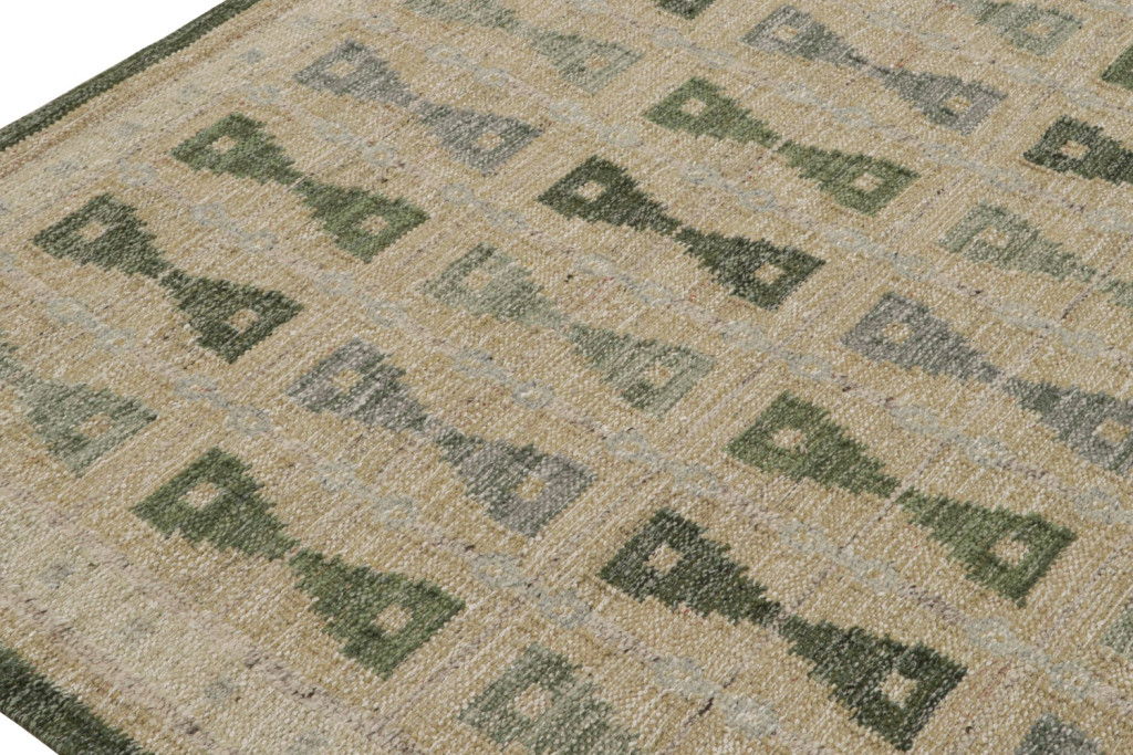 Custom Scandinavian Kilim Rug with Hourglass Patterns