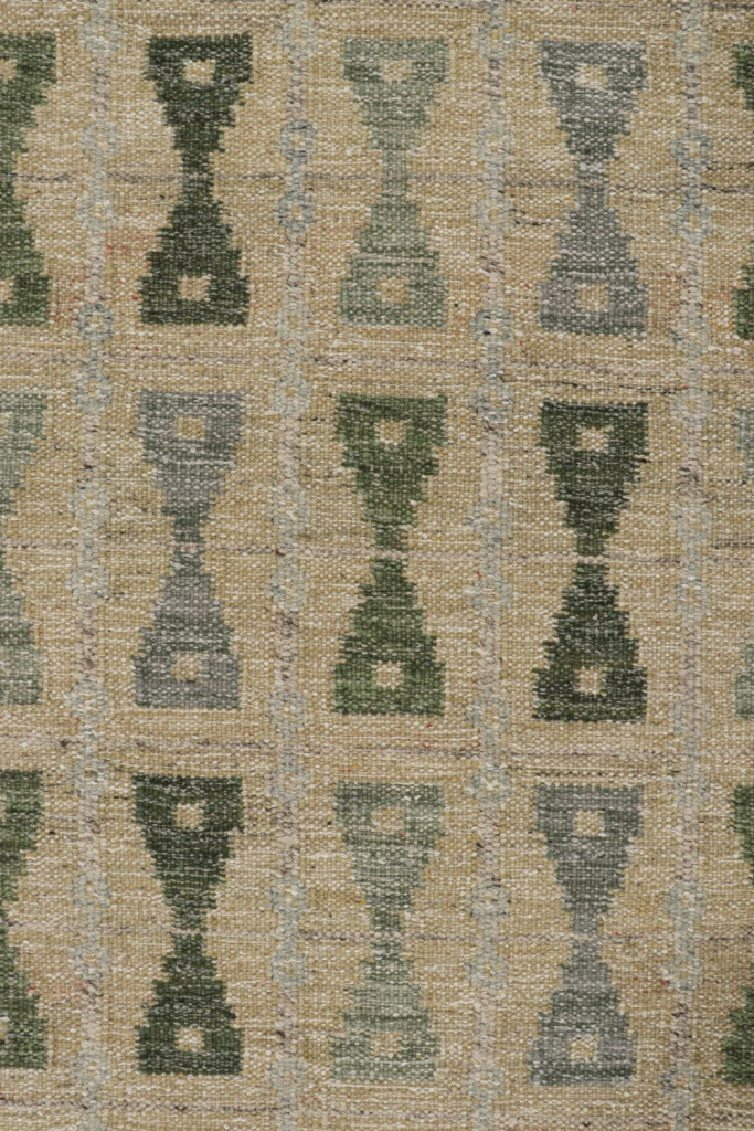 Custom Scandinavian Kilim Rug with Hourglass Patterns