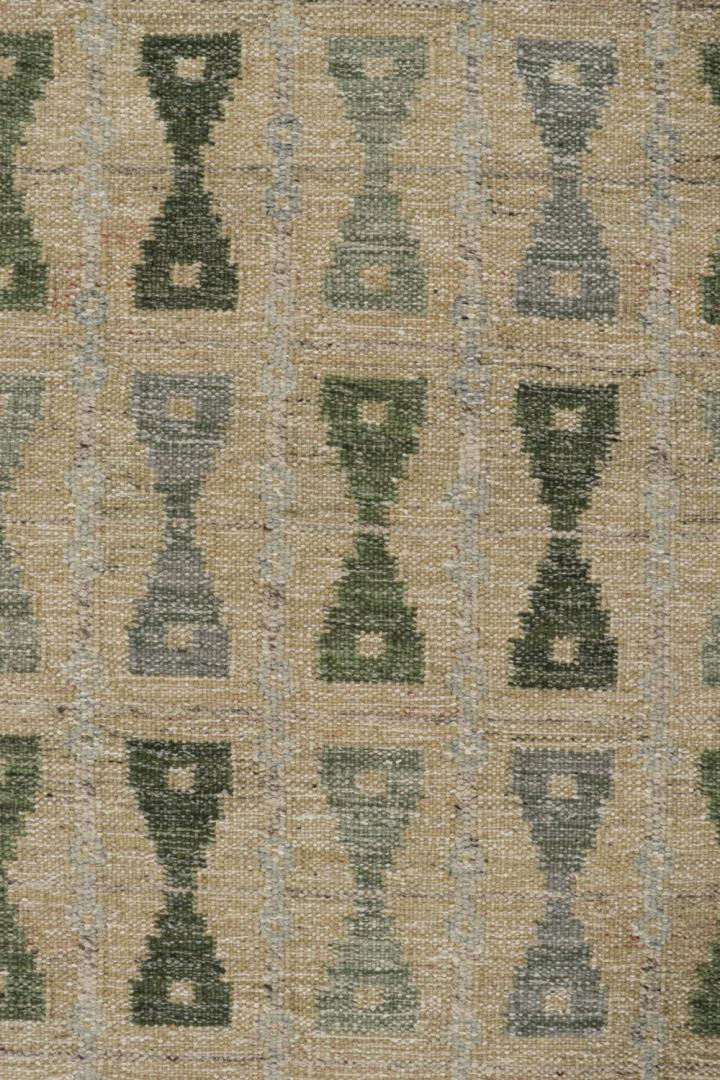 Custom Scandinavian Kilim Rug with Hourglass Patterns