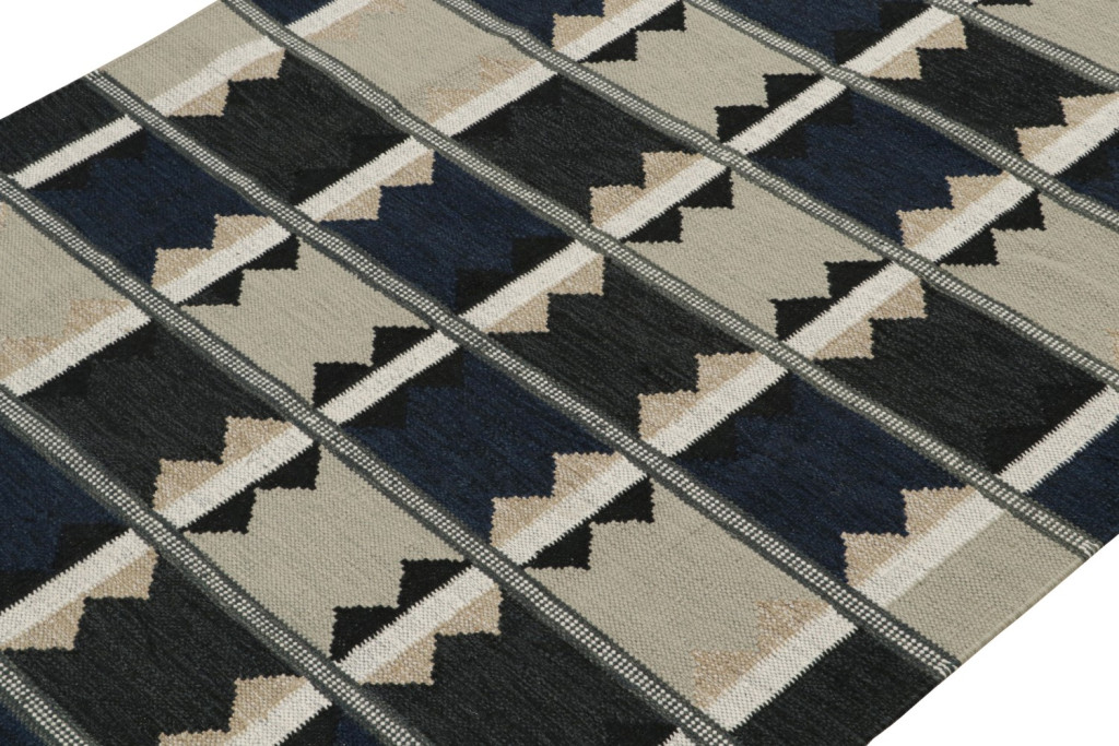 Scandinavian Kilim Rug in Blue and Gray
