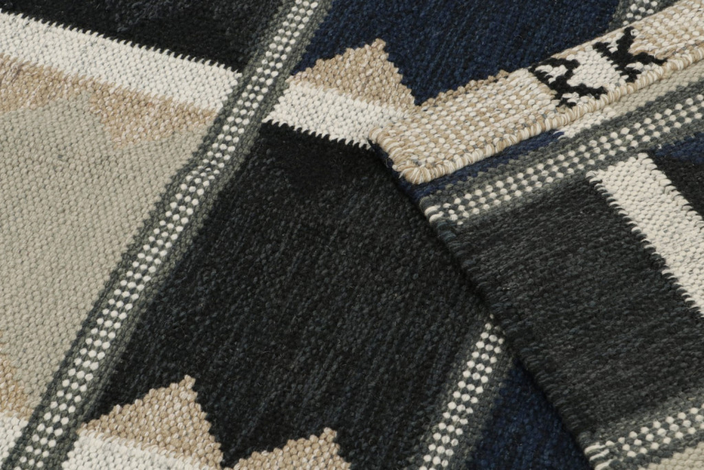 Scandinavian Kilim Rug in Blue and Gray