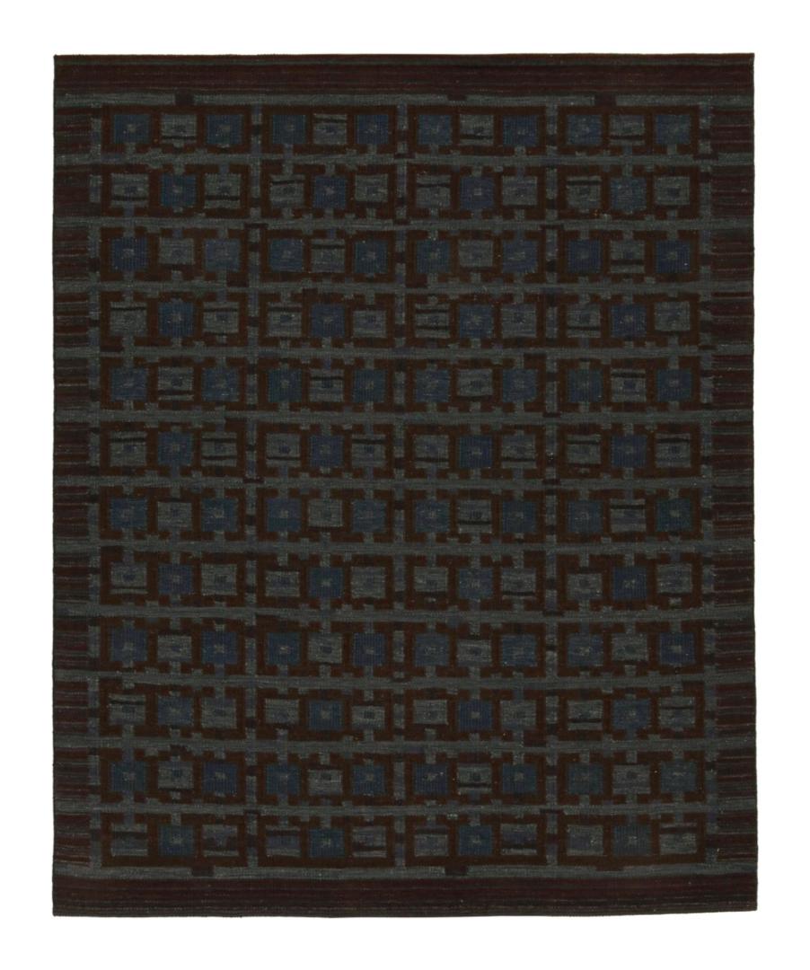 Scandinavian Kilim Rug in Blue and Brown
