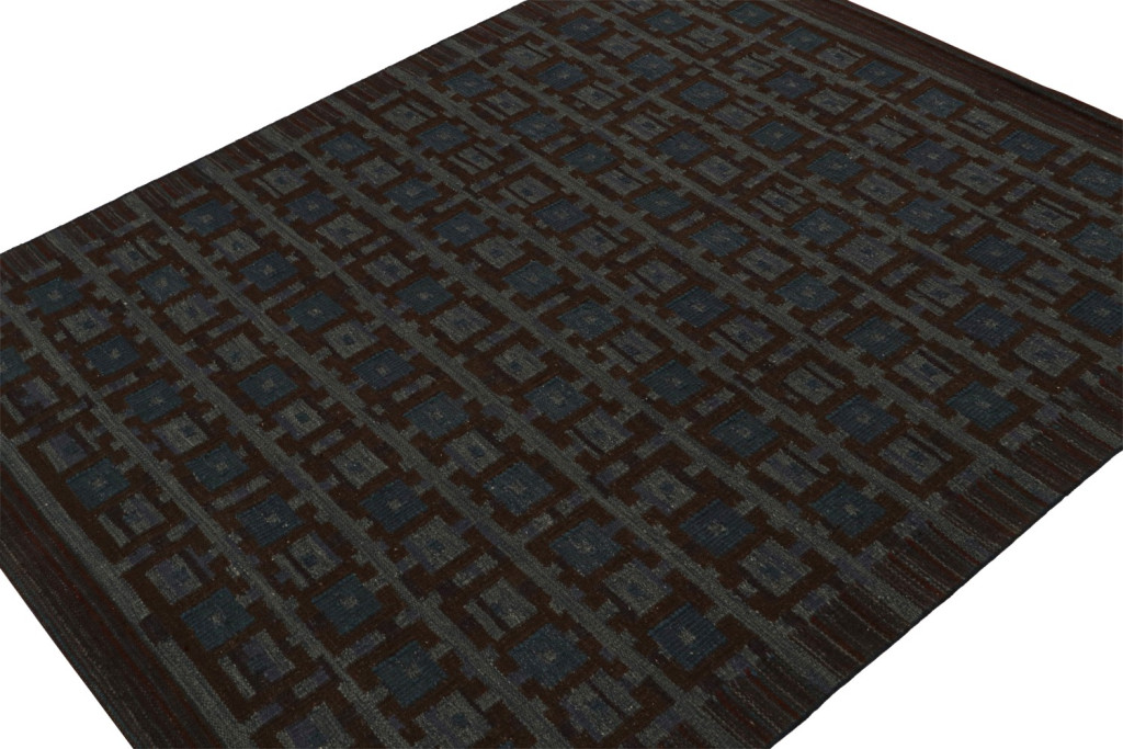 Scandinavian Kilim Rug in Blue and Brown