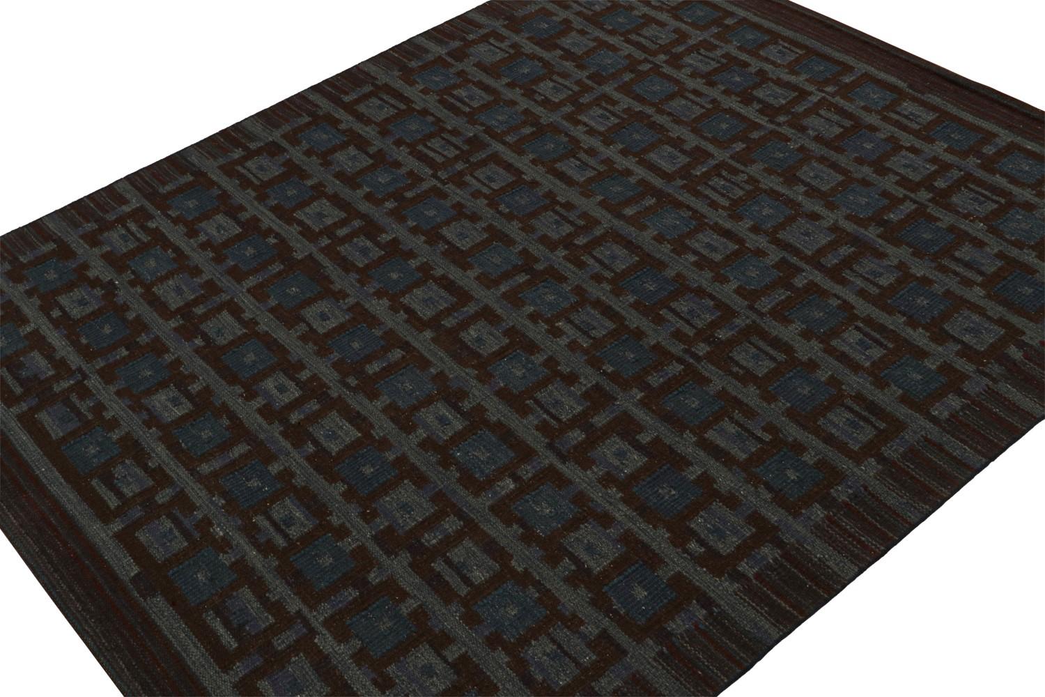 Scandinavian Kilim Rug in Blue and Brown