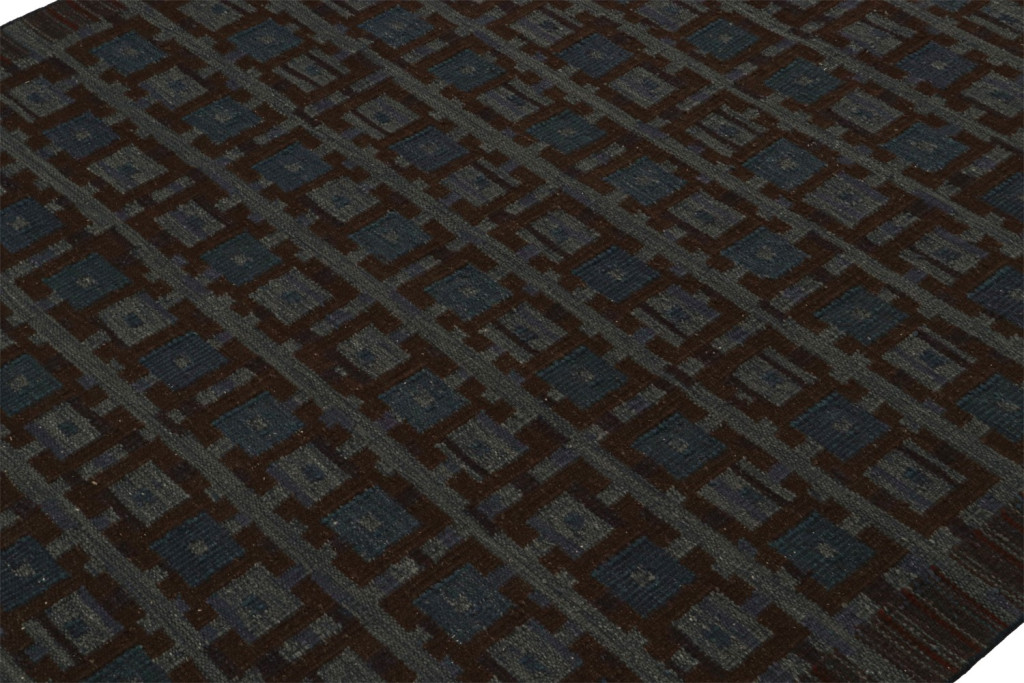 Scandinavian Kilim Rug in Blue and Brown