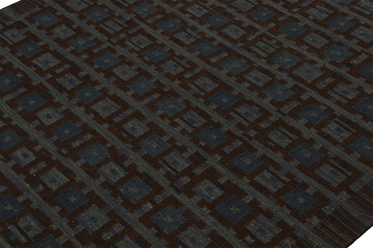 Scandinavian Kilim Rug in Blue and Brown