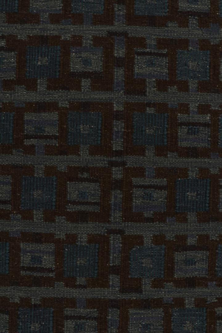 Scandinavian Kilim Rug in Blue and Brown