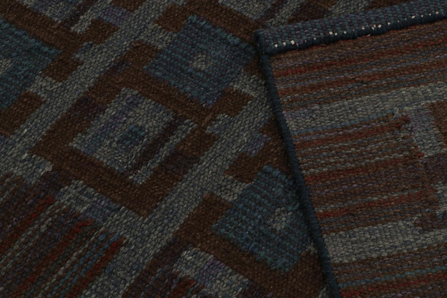 Scandinavian Kilim Rug in Blue and Brown