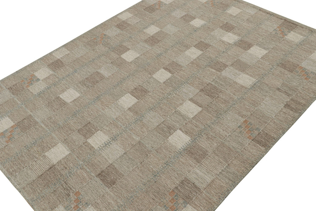 Swedish Scandinavian Kilim in Beige-Brown