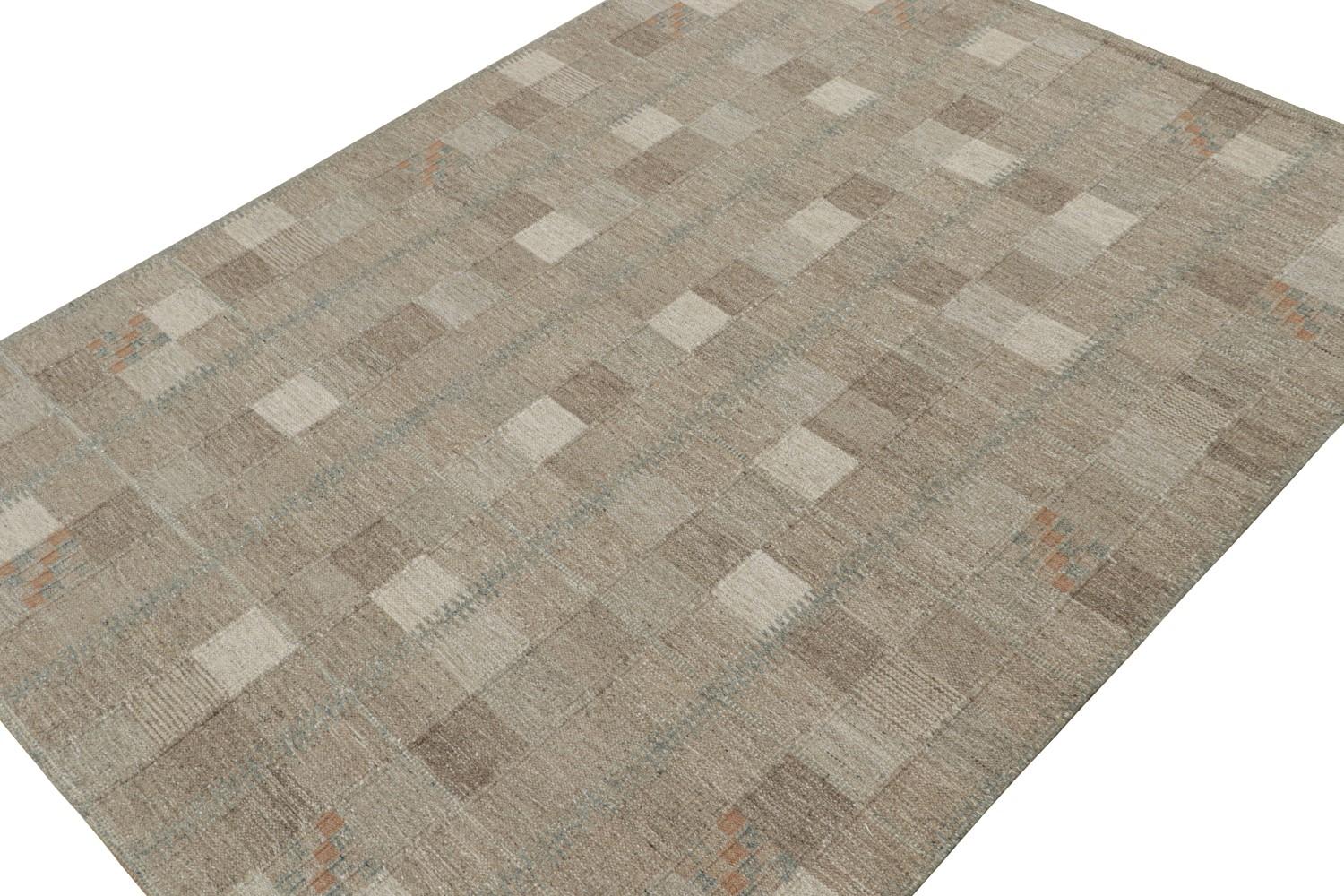 Swedish Scandinavian Kilim in Beige-Brown