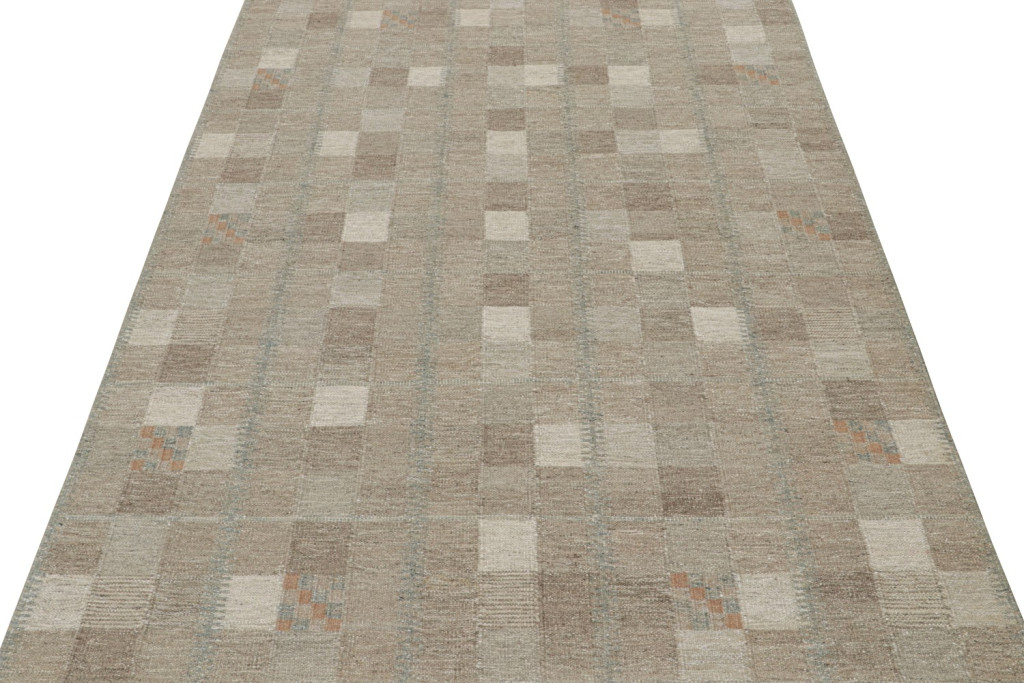 Swedish Scandinavian Kilim in Beige-Brown