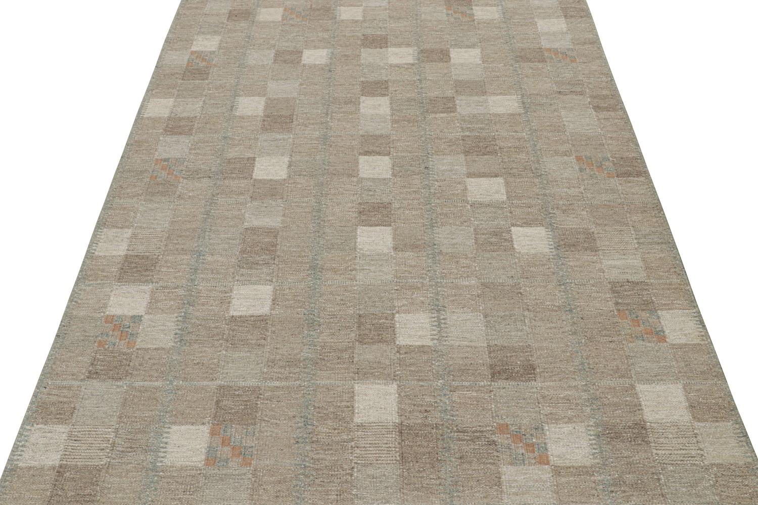 Swedish Scandinavian Kilim in Beige-Brown