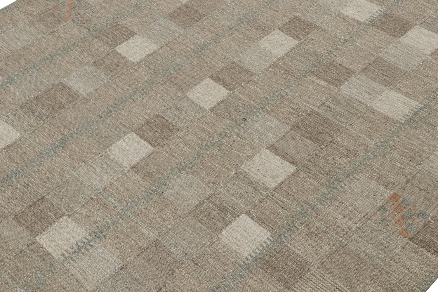 Swedish Scandinavian Kilim in Beige-Brown