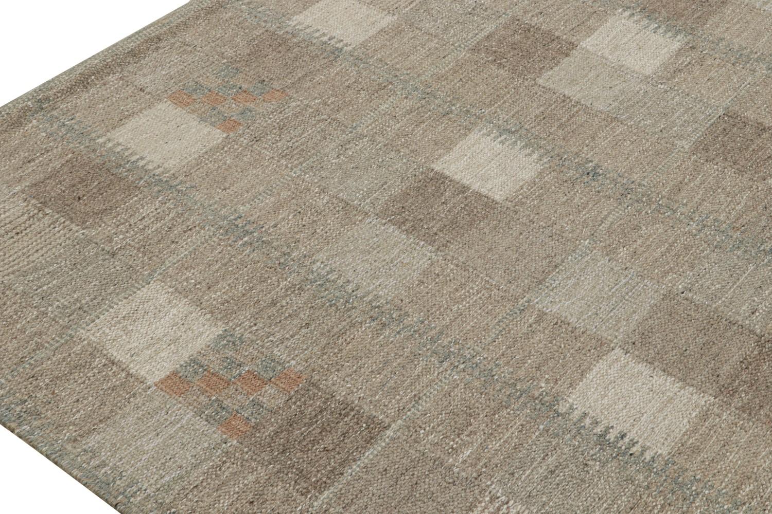 Swedish Scandinavian Kilim in Beige-Brown