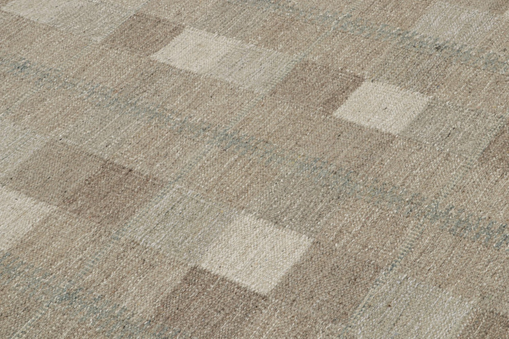 Swedish Scandinavian Kilim in Beige-Brown