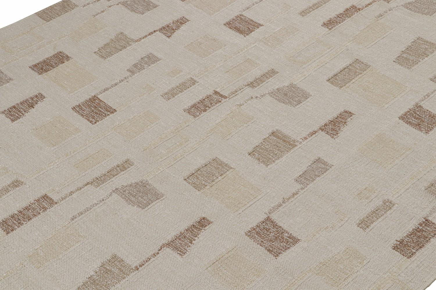 Silk Scandinavian Kilim Rug in Beige-Brown