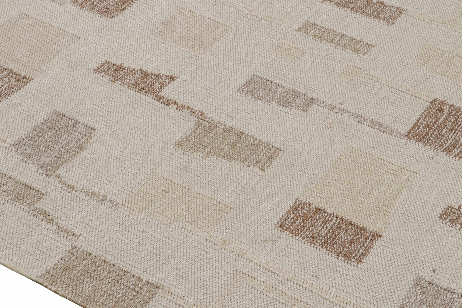 Silk Scandinavian Kilim Rug in Beige-Brown