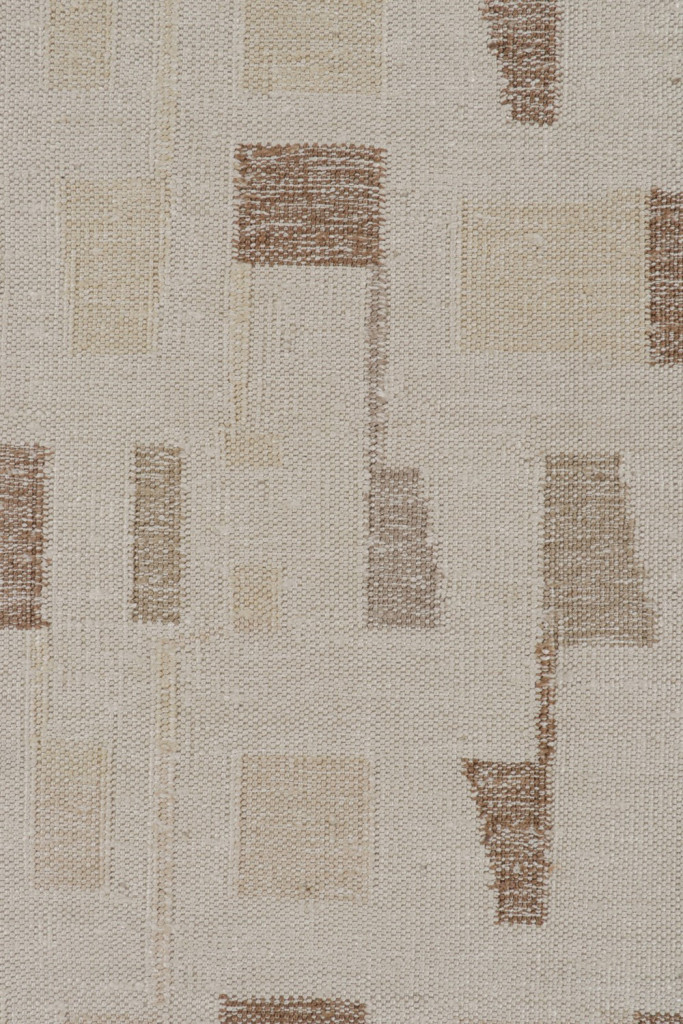 Silk Scandinavian Kilim Rug in Beige-Brown