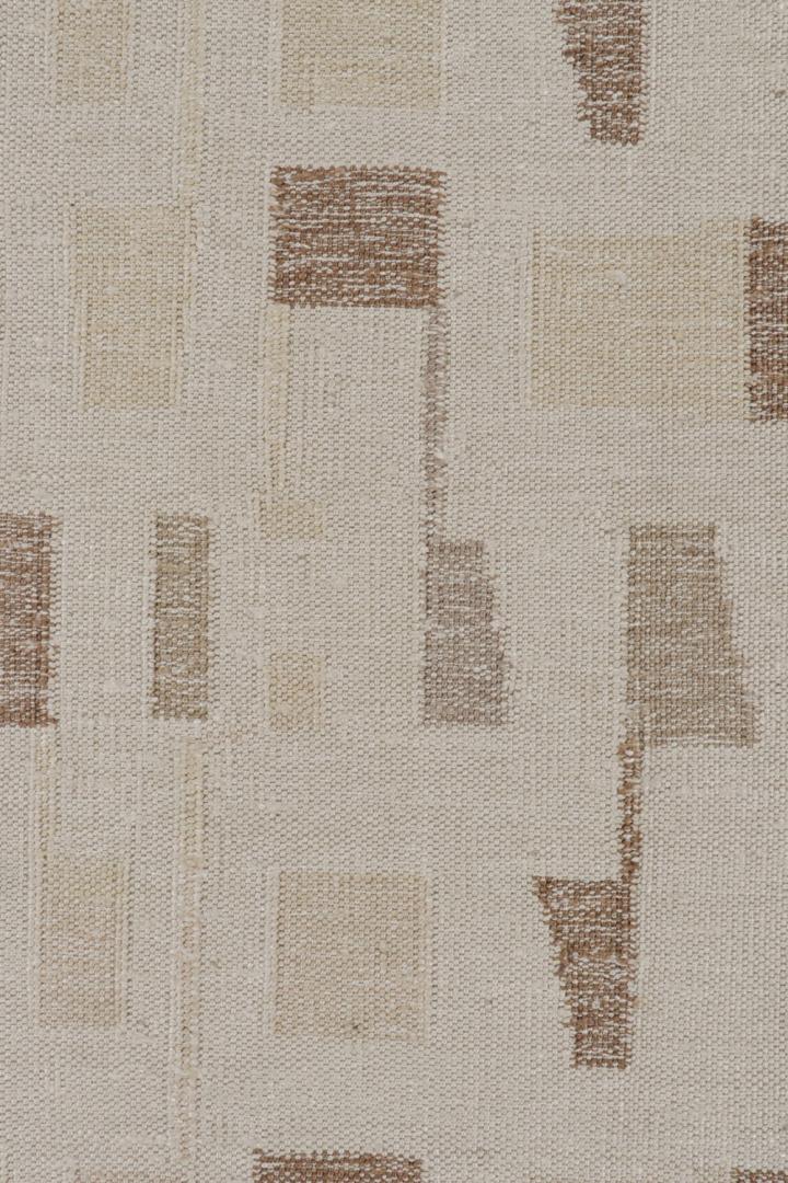 Silk Scandinavian Kilim Rug in Beige-Brown