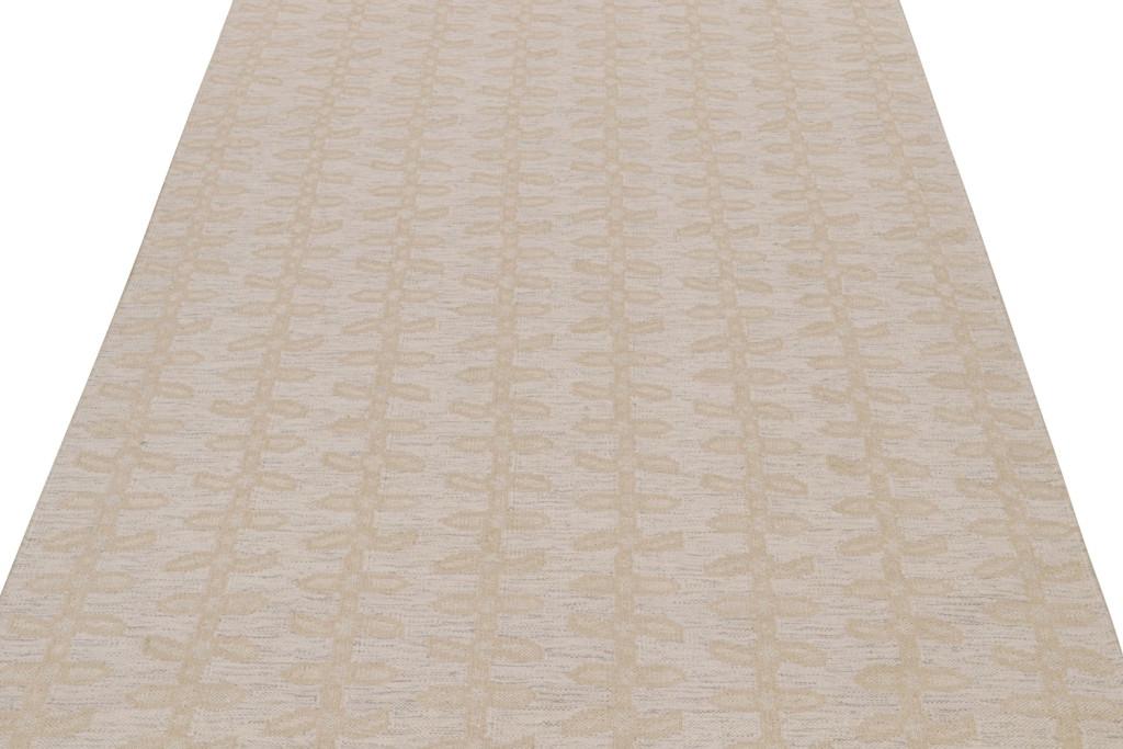Scandinavian Kilim with Beige Floral Patterns