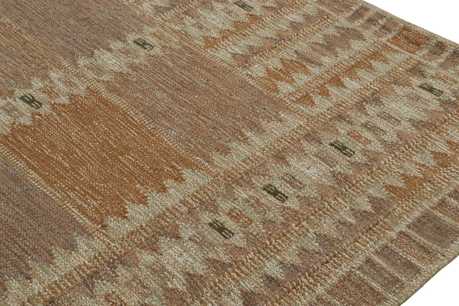 Scandinavian Rug with Beige-Brown Geometric Patterns