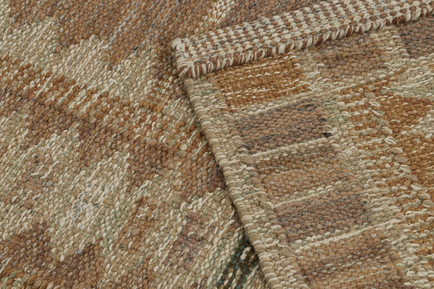 Scandinavian Rug with Beige-Brown Geometric Patterns