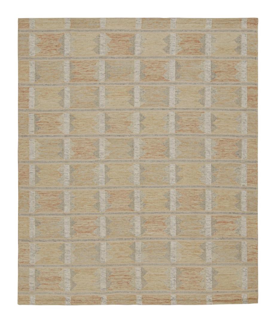 Scandinavian Kilim in Beige with Geometric Patterns