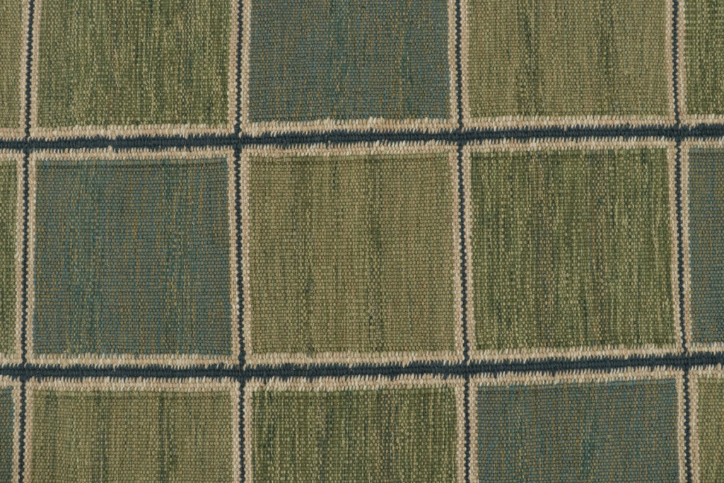 Custom Scandinavian Rug in Green Geometric Pattern