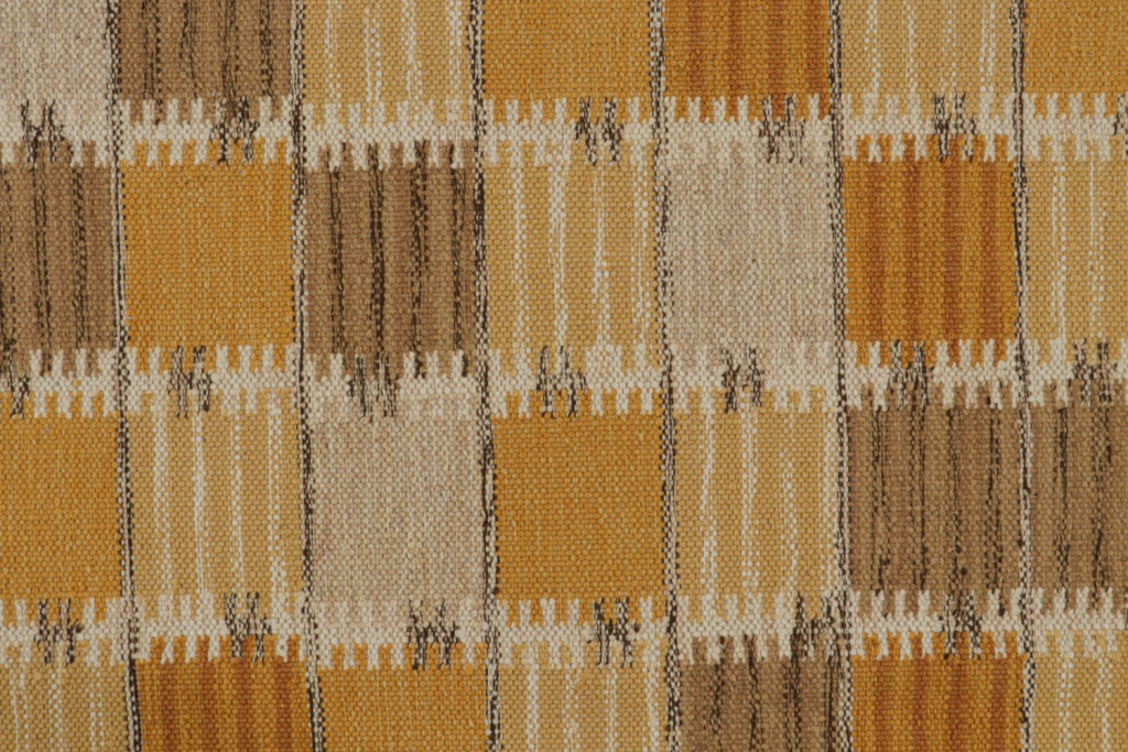 Swedish Scandinavian Kilim in Gold and Brown