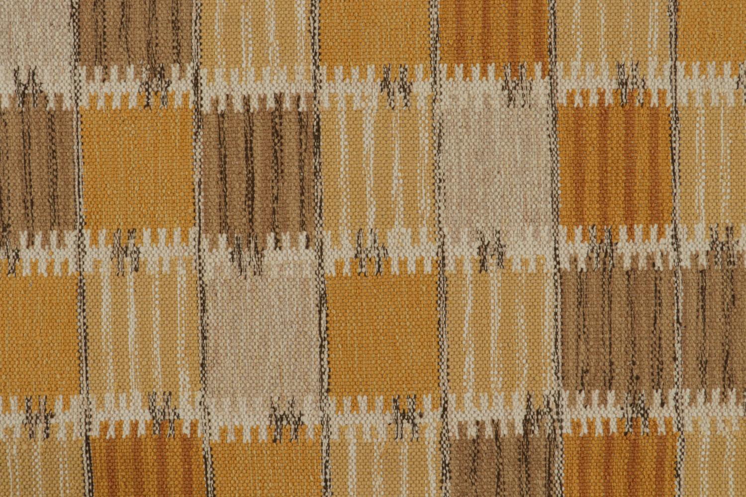 Swedish Scandinavian Kilim in Gold and Brown